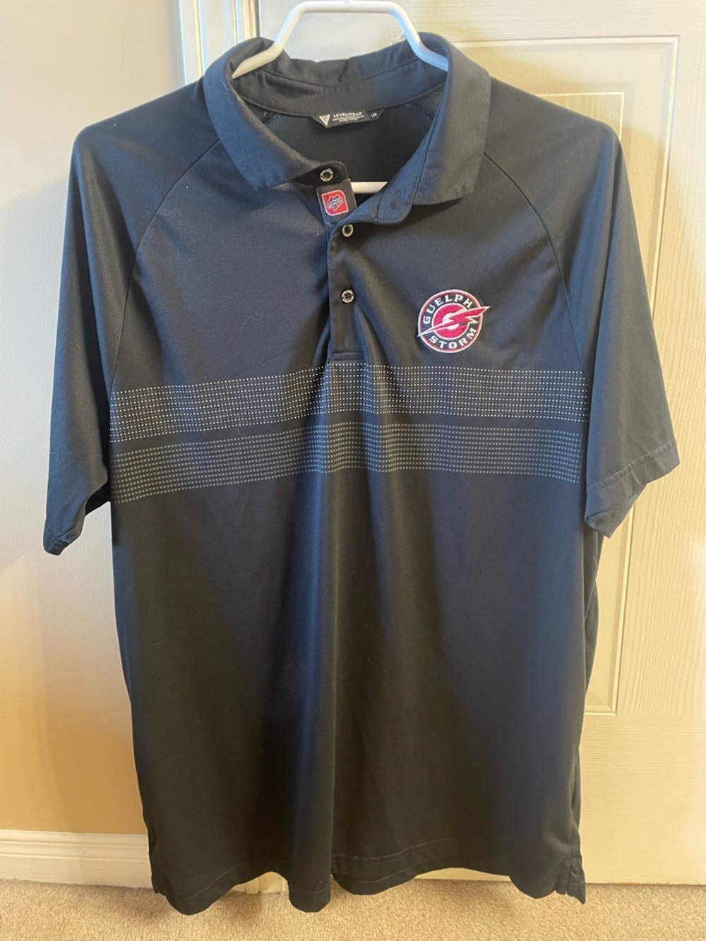 Guelph Storm Men's Black Polo with Subtle Stripe Detail